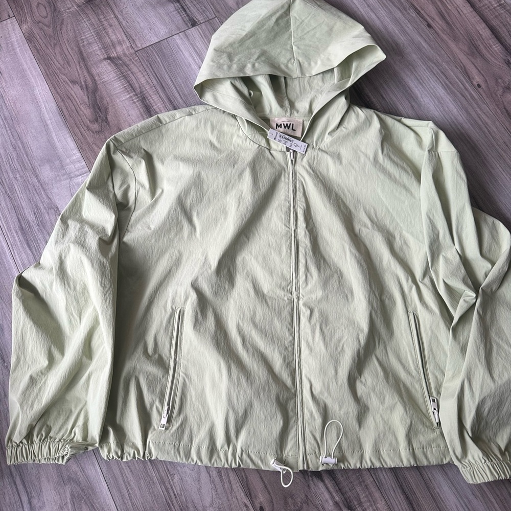 NWT Madewell Hiking Hoodie Crop Jacket in Light Green Size  Large